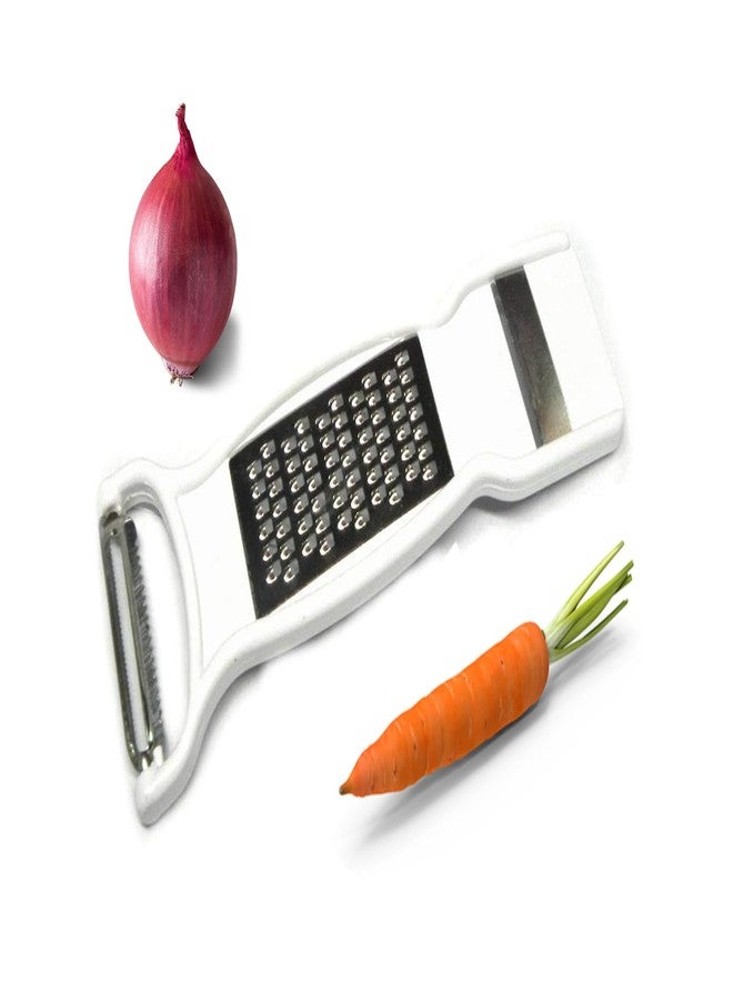 Ervio 3-in-1 Vegetable Peeler, Grater & Slicer Tool | Stainless Steel Potato Chips Slicer, Carrot & Onion Peeler, Multi Purpose Kitchen Grater for Veggies - Image 1